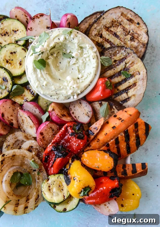 marinated grilled veggies with avocado feta I howsweeteats.com