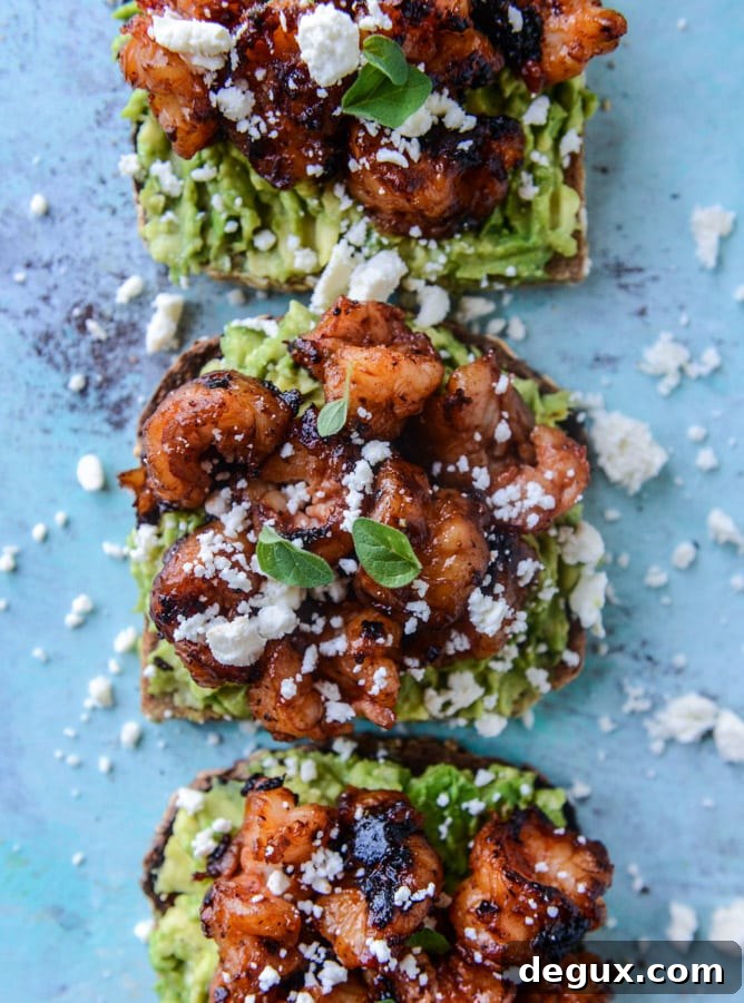 BBQ shrimp and lime avocado toast I howsweeteats.com