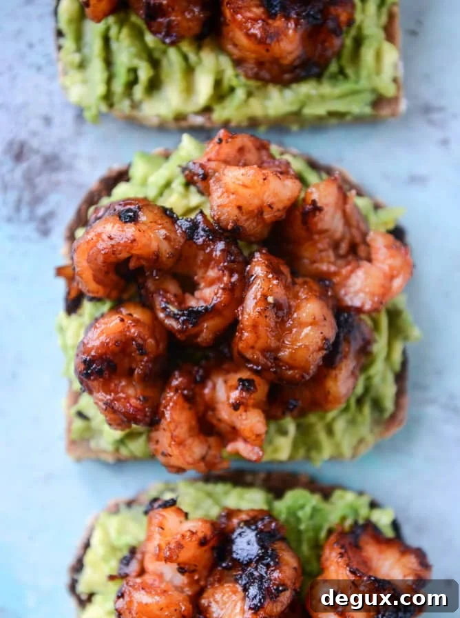 BBQ shrimp and lime avocado toast I howsweeteats.com