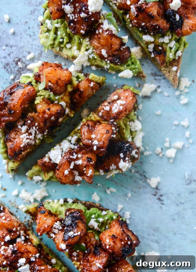 BBQ shrimp and lime avocado toast I howsweeteats.com