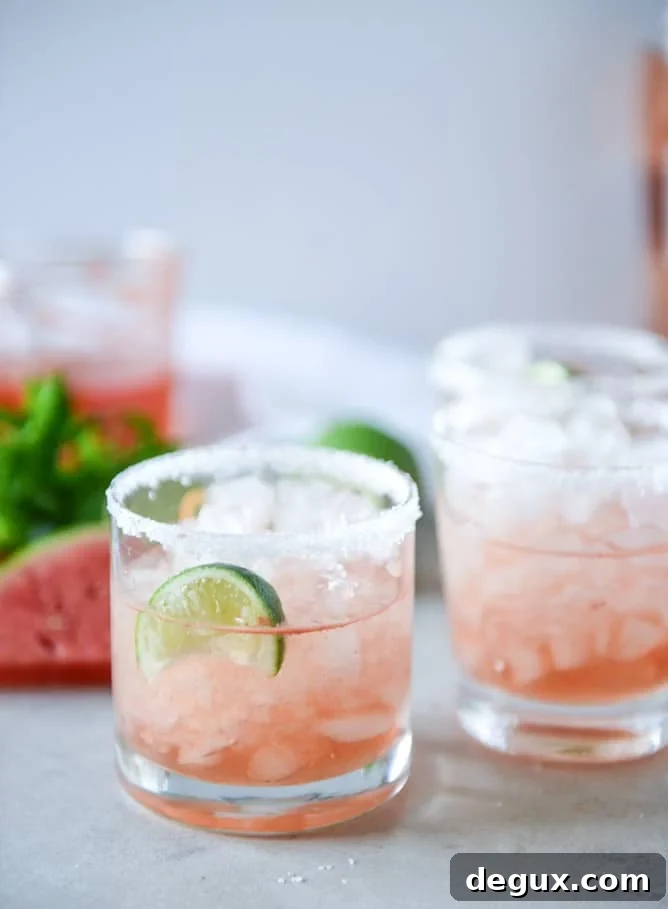 Watermelon Rosé Margarita Recipe — Refreshing Summer Cocktail 3 watermelon rosé margaritas by @howsweeteats I howsweeteats.com