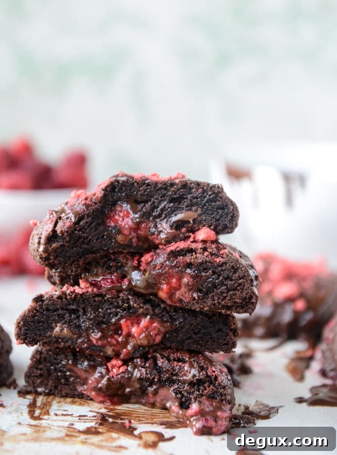 double chocolate chunk raspberry stuffed cookies by @howsweeteats I howsweeteats.com
