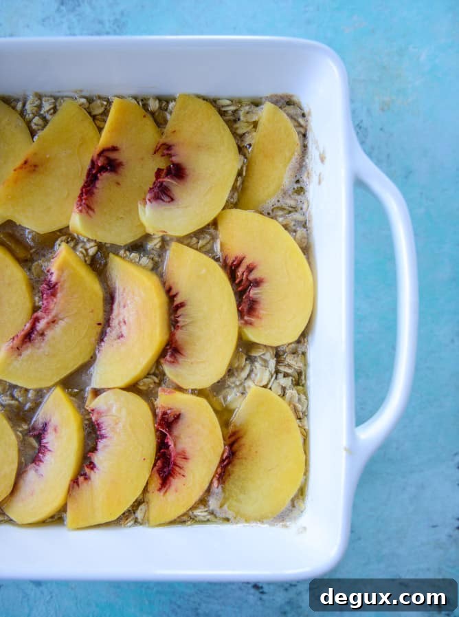 baked peaches and cream oatmeal I howsweeteats.com