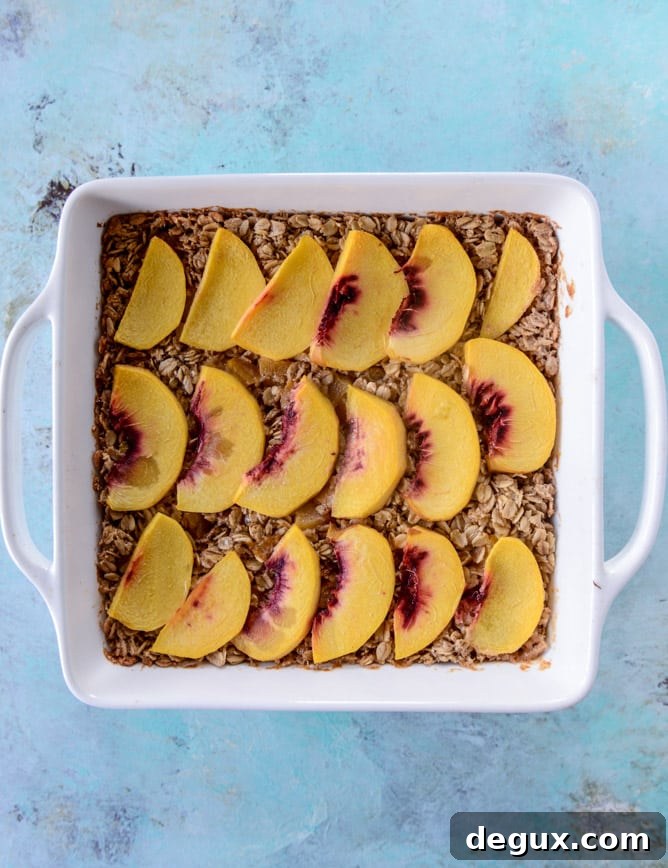 baked peaches and cream oatmeal I howsweeteats.com