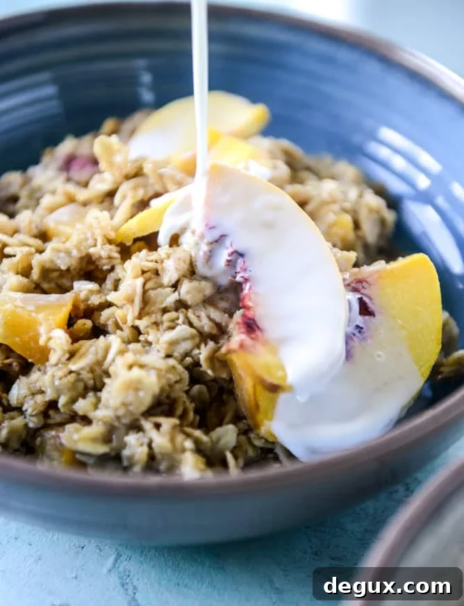 baked peaches and cream oatmeal I howsweeteats.com