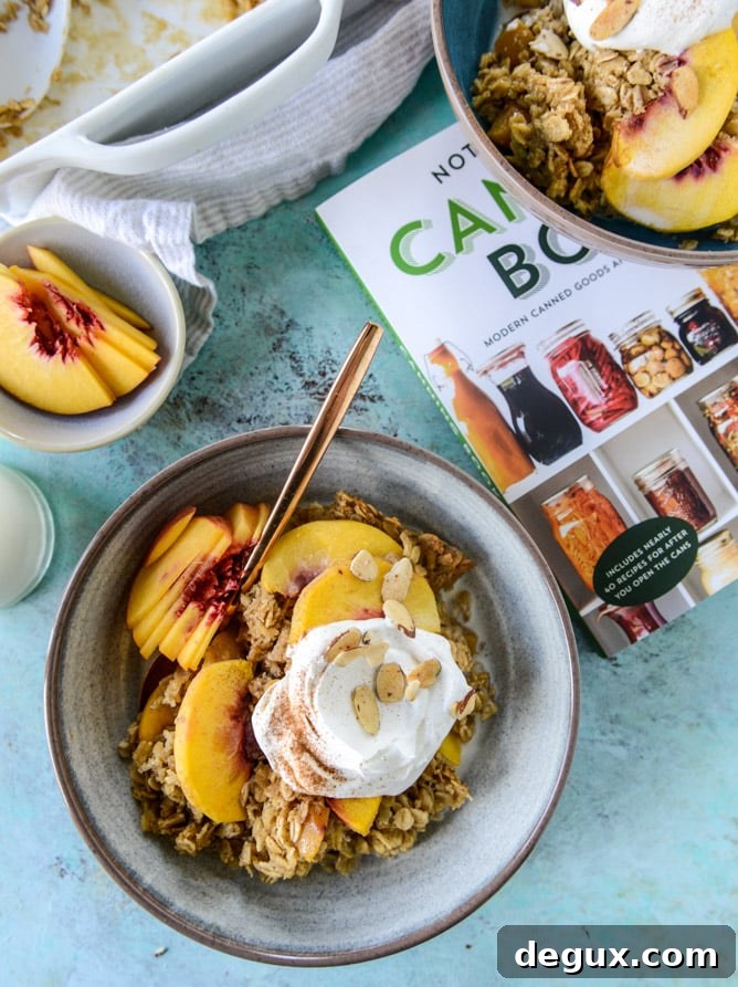 baked peaches and cream oatmeal I howsweeteats.com