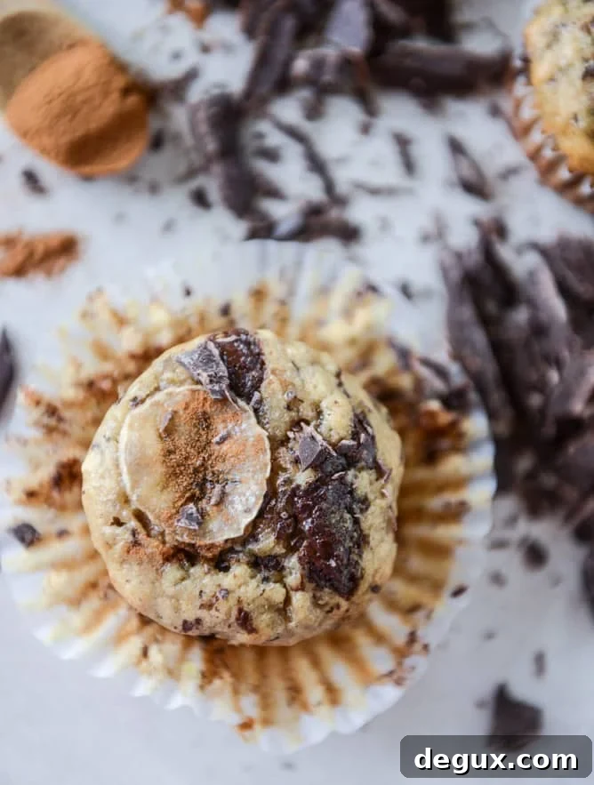 banana muffins with olive oil and dark chocolate I howsweeteats.com