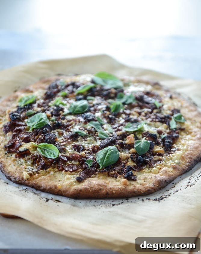 chipotle candied bacon and smoked blue cheese pizza by @howsweeteats I howsweeteats.com