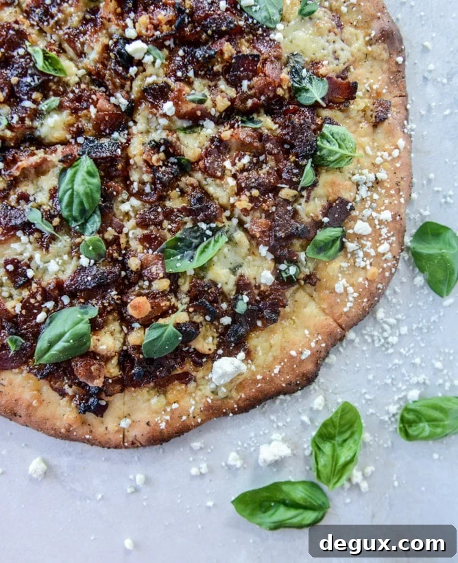 chipotle candied bacon and smoked blue cheese pizza by @howsweeteats I howsweeteats.com