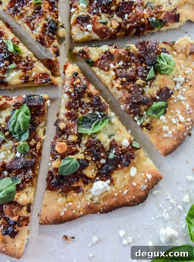 chipotle candied bacon and smoked blue cheese pizza by @howsweeteats I howsweeteats.com