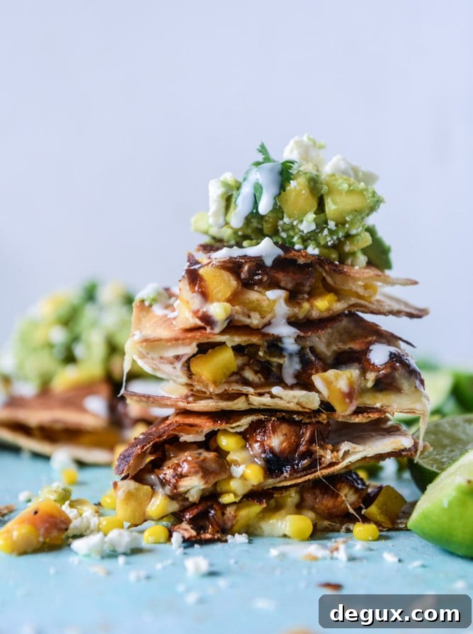 Honey-Glazed Chicken Quesadillas with Fresh Peach Guacamole 2 honey glazed chicken quesadillas with peach guacamole by @howsweeteats (in partnership with pernod classic) I howsweeteats.com