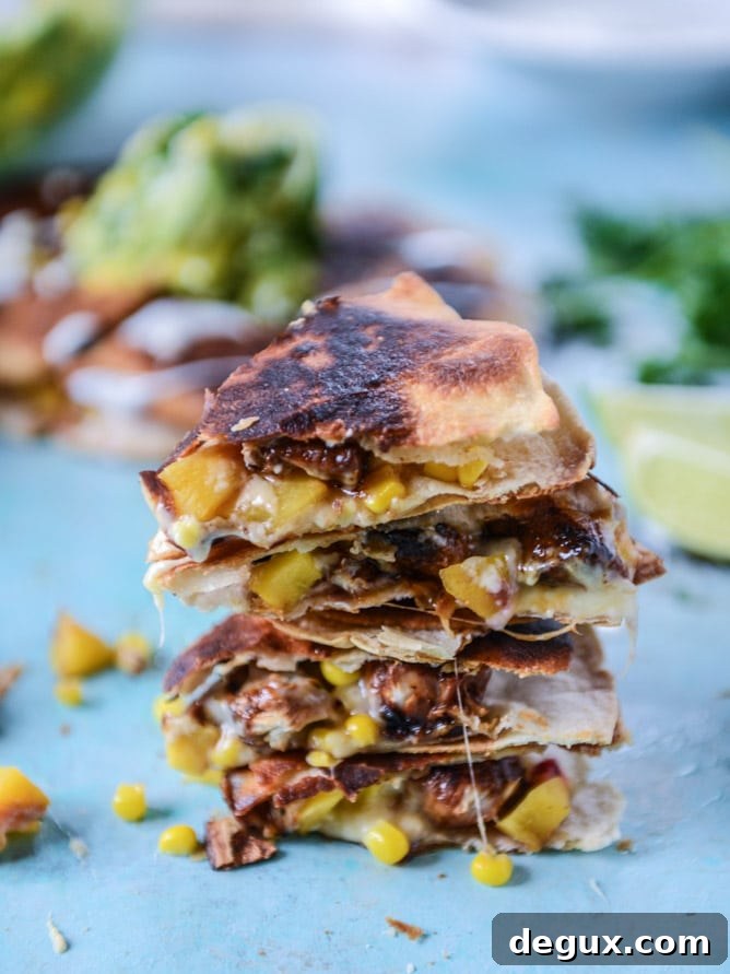 Honey-Glazed Chicken Quesadillas with Fresh Peach Guacamole 7 honey glazed chicken quesadillas with peach guacamole by @howsweeteats (in partnership with pernod classic) I howsweeteats.com