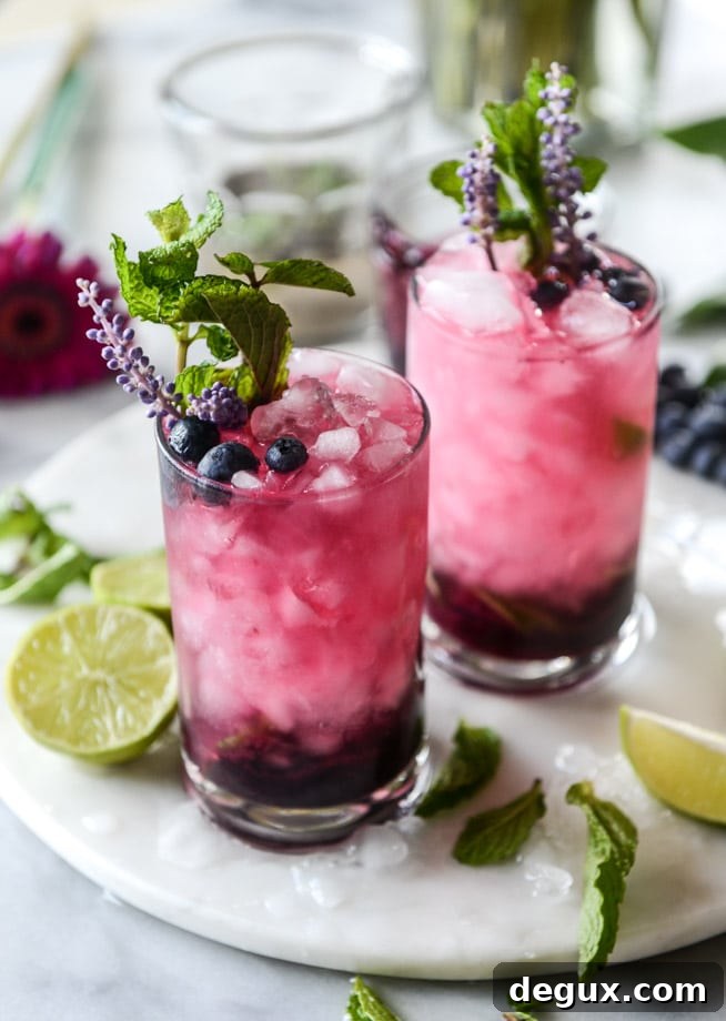 Blueberry Mojitos with Lavender Syrup Recipe for Summer Cocktails 7 blueberry mojitos with lavender syrup I howsweeteats.com