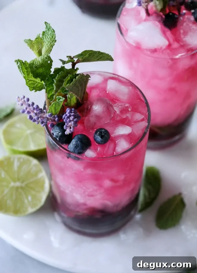 Blueberry Mojitos with Lavender Syrup Recipe for Summer Cocktails 9 blueberry mojitos with lavender syrup I howsweeteats.com