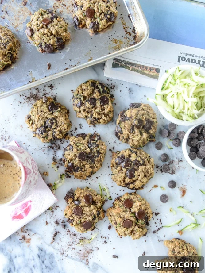 Chewy Oatmeal Zucchini Cookies Recipe for Soft, Moist Treats 7 chewy oatmeal zucchini chocolate chip cookies I howsweeteats.com