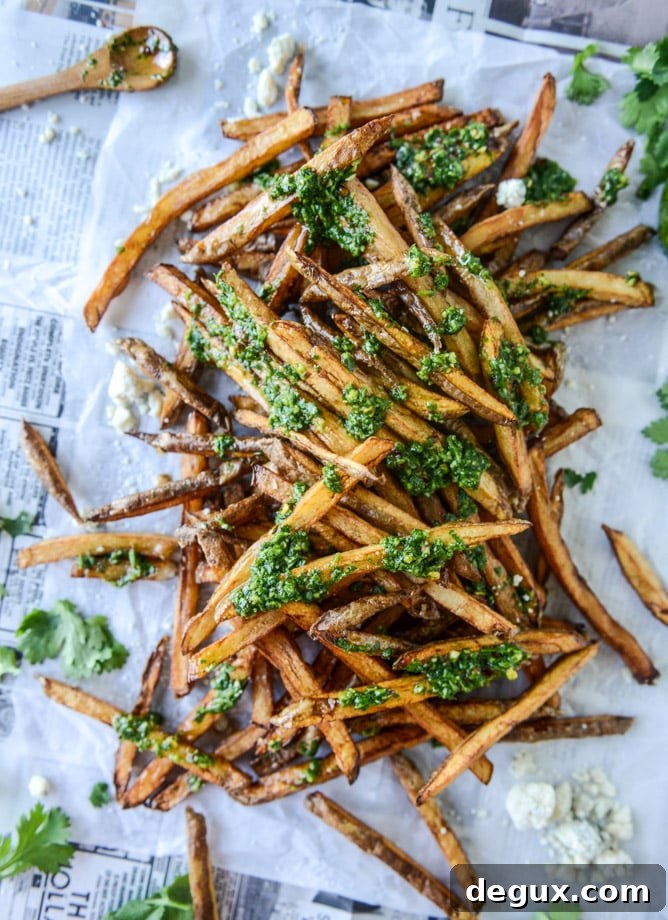 chimichurri fries with gorgonzola I howsweeteats.com