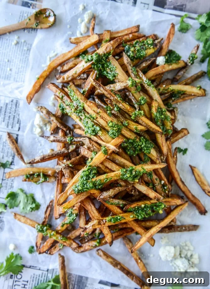 chimichurri fries with gorgonzola I howsweeteats.com