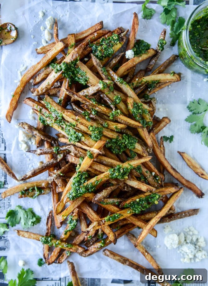 chimichurri fries with gorgonzola I howsweeteats.com