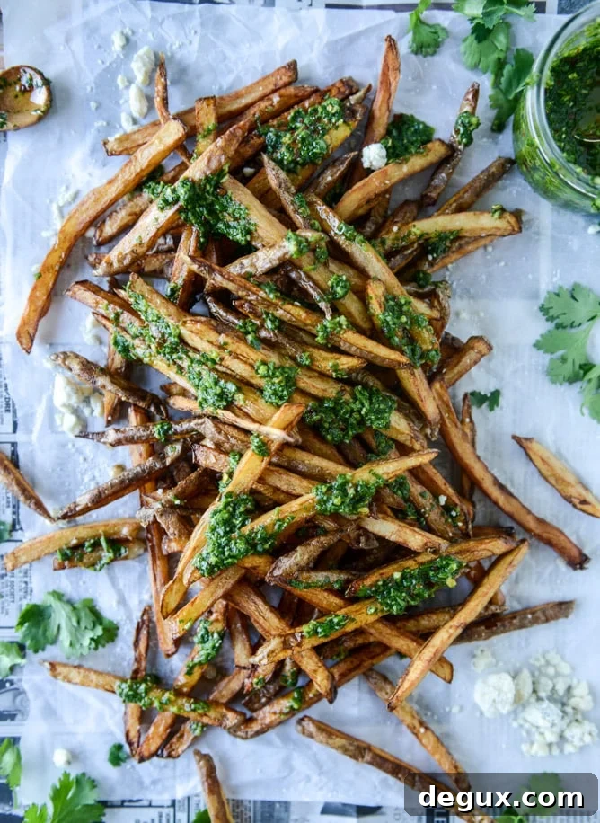 chimichurri fries with gorgonzola I howsweeteats.com