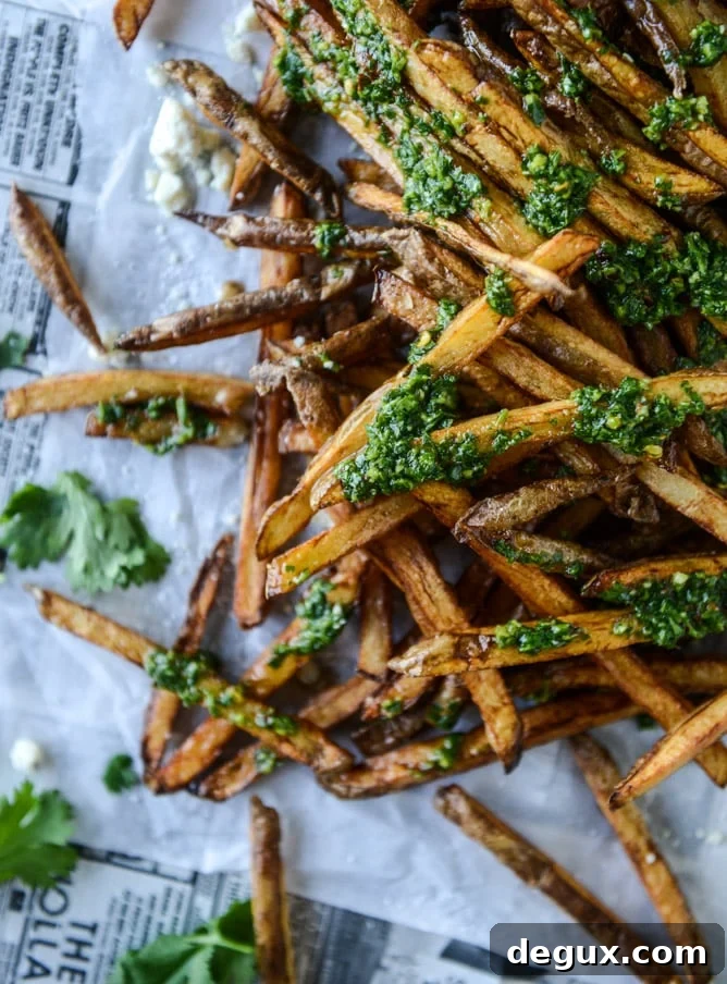 chimichurri fries with gorgonzola I howsweeteats.com