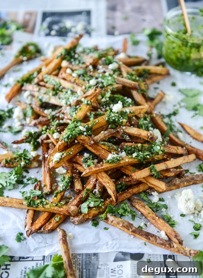 chimichurri fries with gorgonzola I howsweeteats.com