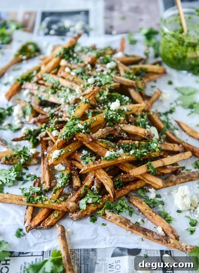 chimichurri fries with gorgonzola I howsweeteats.com