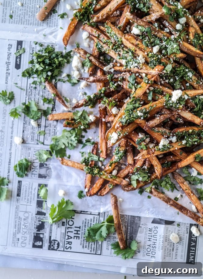 chimichurri fries with gorgonzola I howsweeteats.com