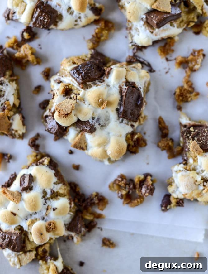 Chocolate Chip S'mores Cookie Bars 2 chocolate chip s'mores barsI howsweeteats.com