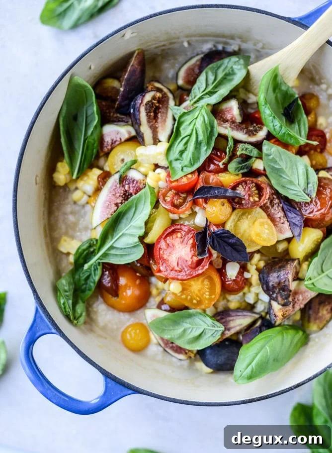 late summer risotto with roasted tomatoes, corn and figs I howsweeteats.com