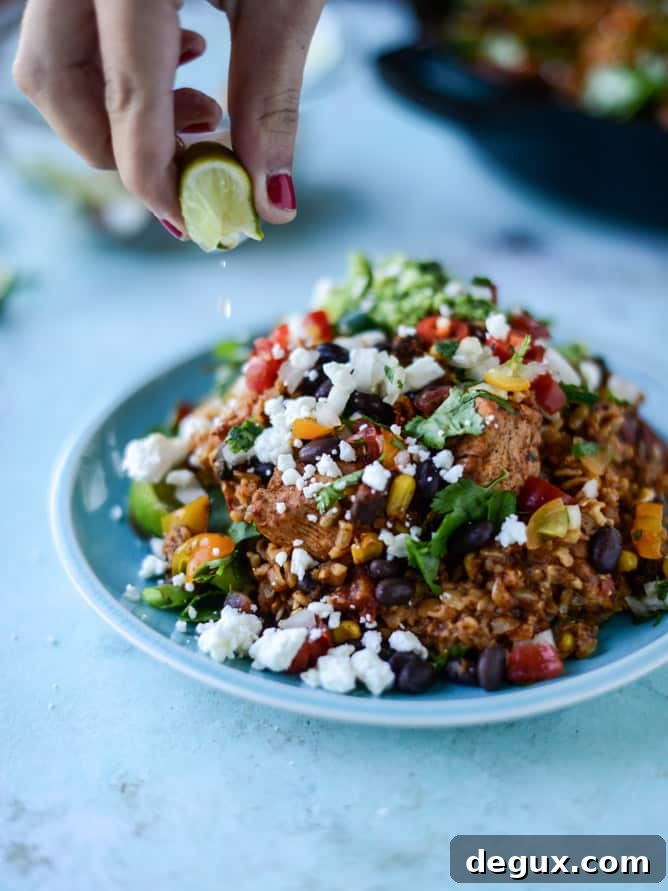 One-Pot Chicken Burrito Rice Skillet: Quick Flavorful Meal 6 one pot burrito chicken and rice I howsweeteats.com
