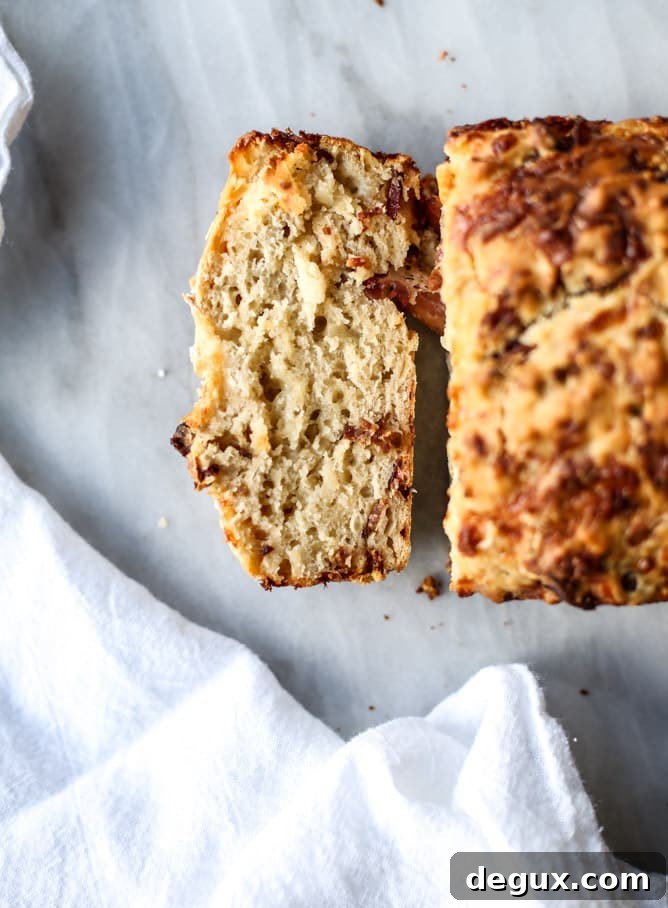pumpkin cider beer bread with bacon and cheddar I howsweeteats.com
