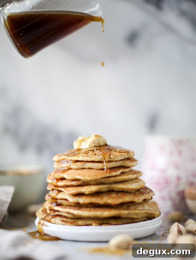 pistachio pancakes with pistachio butter I howsweeteats.com