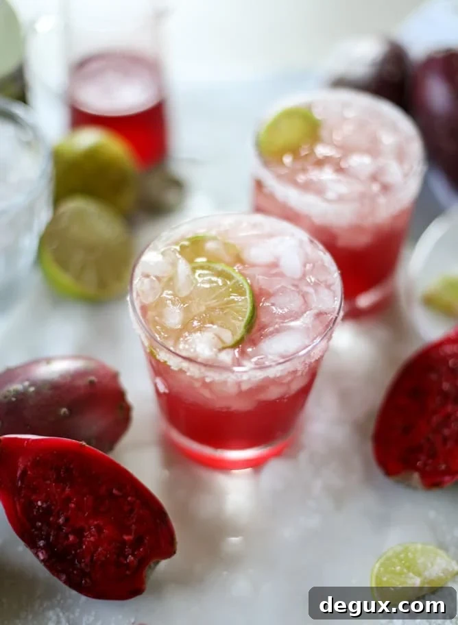 prickly pear and ginger beer margaritas I howsweeteats.com 