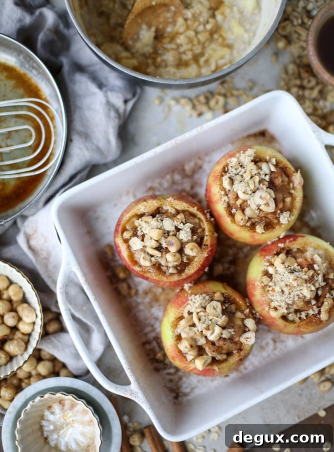 Maple Brown Butter Baked Apples with Oatmeal and Toasted Hazelnuts (Video) 6 oatmeal baked apples with maple brown butter I howsweeteats.com