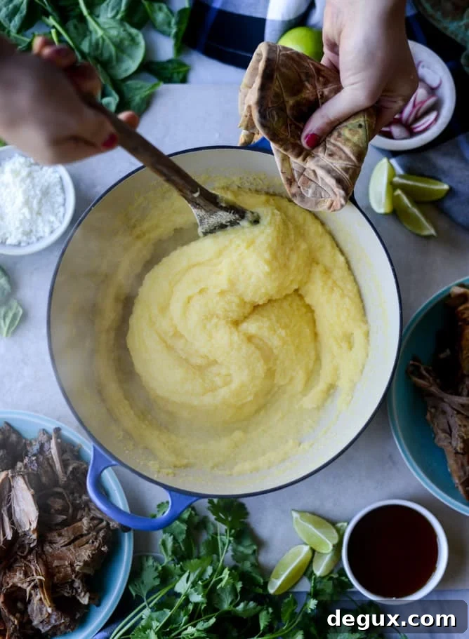 slow cooker maple chipotle pork with cheesy polenta I howsweeteats.com