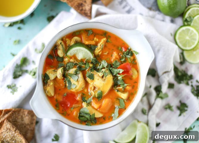 golden chicken coconut soup with spiced pitas
