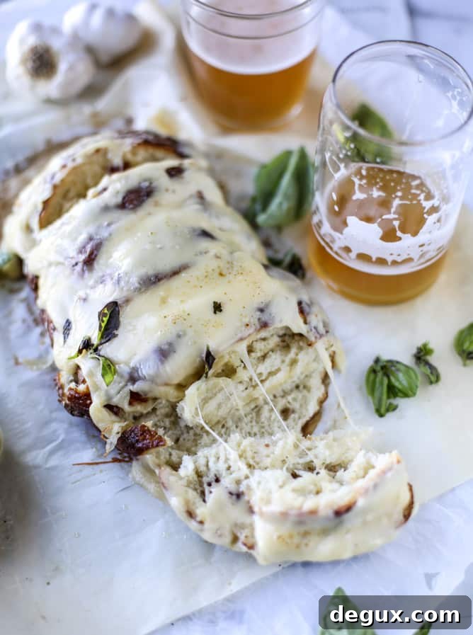 beer cheese soft pretzel garlic bread I howsweeteats.com