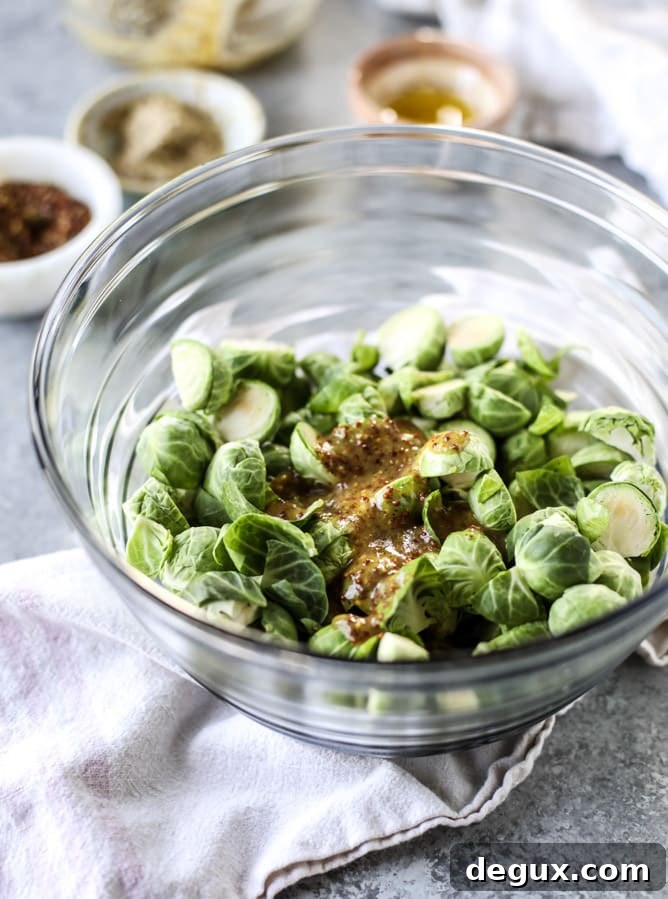 mustard roasted brussels sprouts I howsweeteats.com 