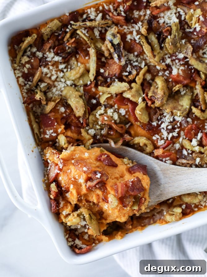 savory sweet potato casserole I howsweeteats.com