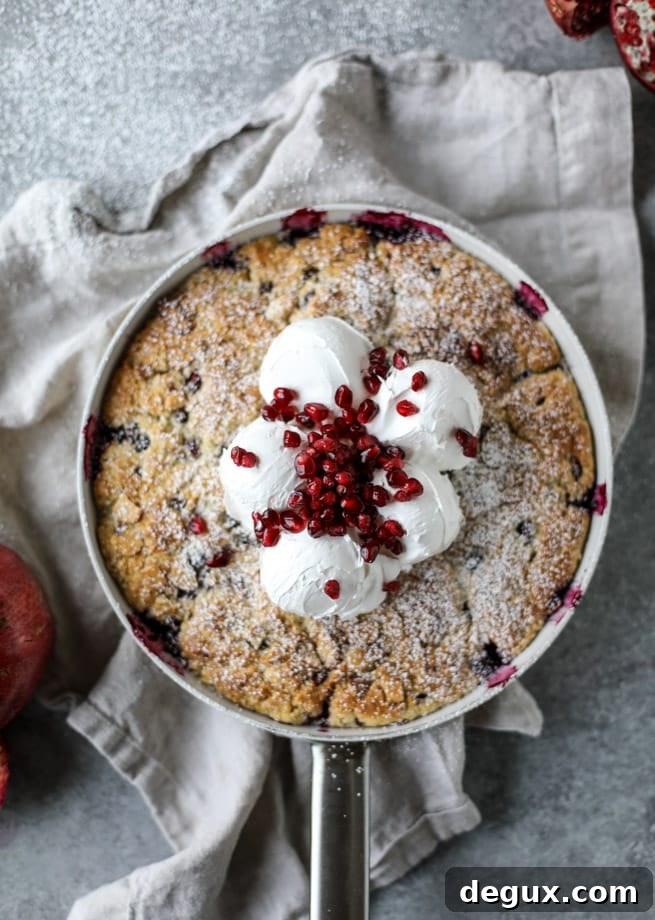 pomegranate vanilla skillet cobbler I howsweeteats.com 