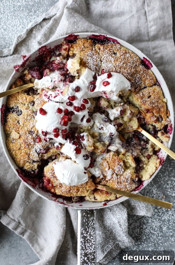 pomegranate vanilla skillet cobbler I howsweeteats.com 