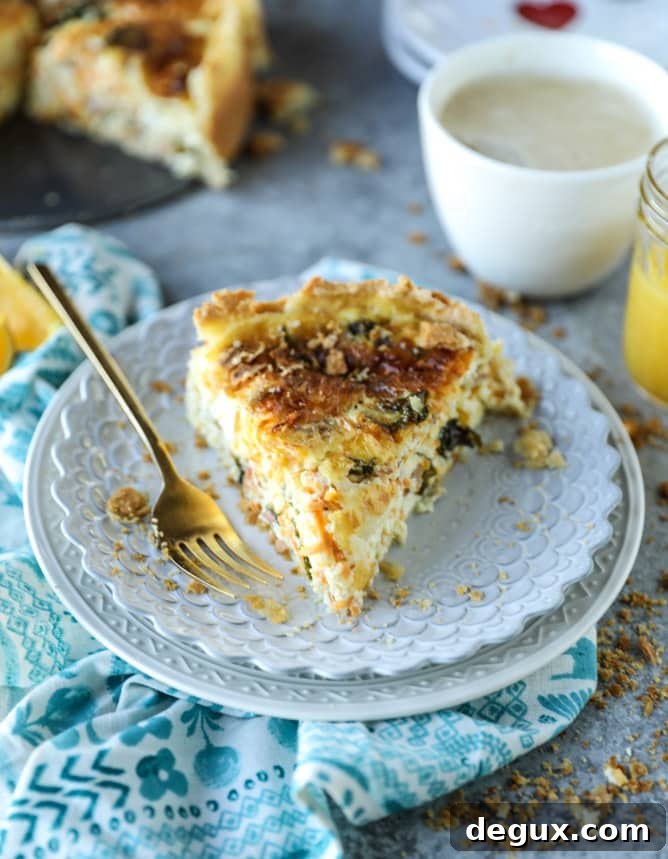 spiralized sweet potato, kale and bacon quiche I howsweeteats.com 