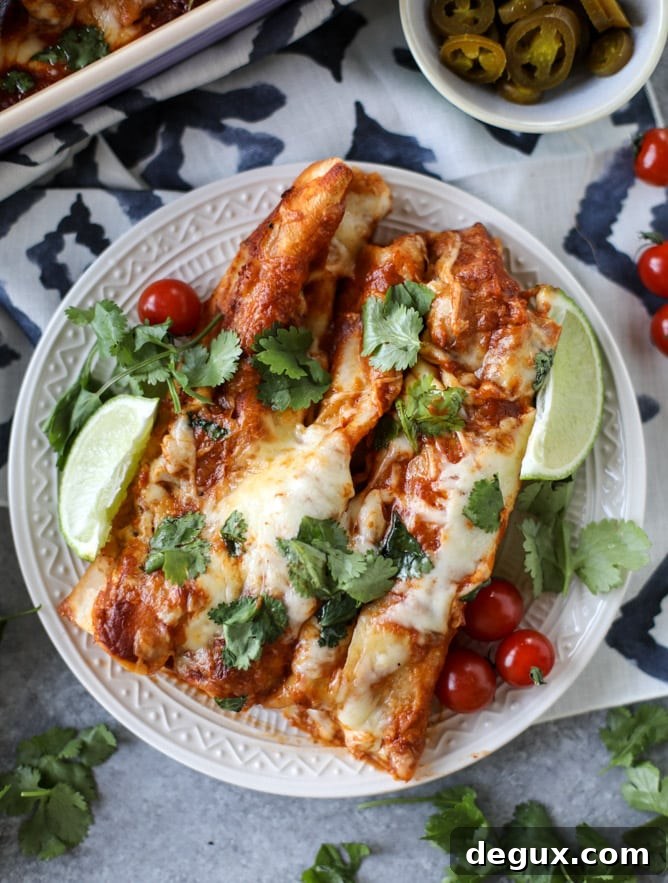 Smoky Enchilada Sauce in 10 Minutes with Cheesy Pork Enchiladas 2 cheesy pork enchiladas with 10 minutes smoky enchilada sauce I howsweeteats.com