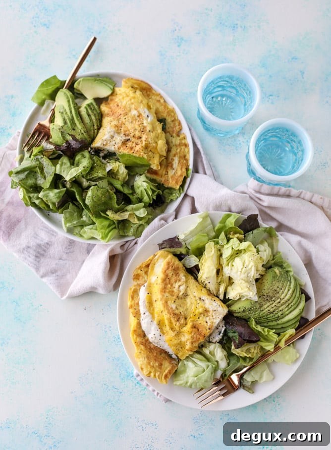 15-Minute Spinach & Burrata Omelet with Avocado Salad 2 15 minute Spinach Burrata Omelet with Avocado Salad