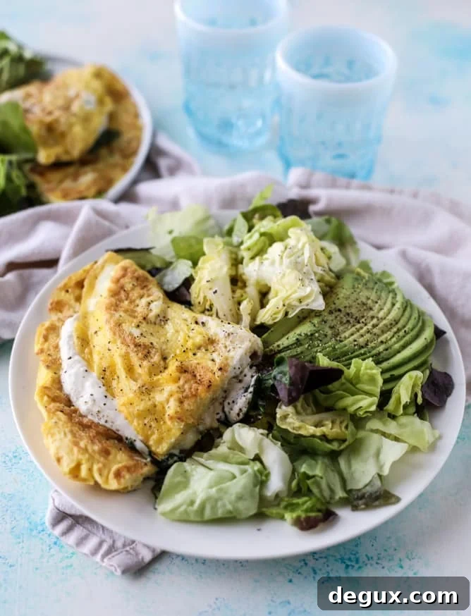 15-Minute Spinach & Burrata Omelet with Avocado Salad 6 15 minute Spinach Burrata Omelet with Avocado Salad