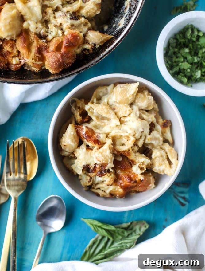 Roasted Caauliflower Shells & Cheese Bake with Crispy Topping 2 roasted cauliflower shells and cheese I howsweeteats.com