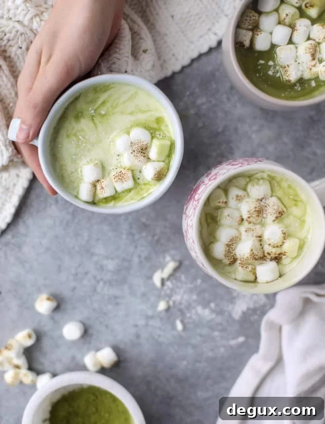 matcha honey hot chocolate with toasted marshmallows I howsweeteats.com 