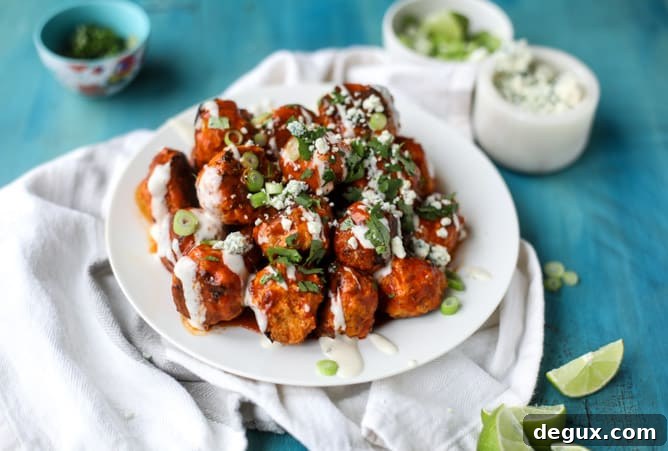 slow cooker buffalo chicken meatballs I howsweeteats.com 