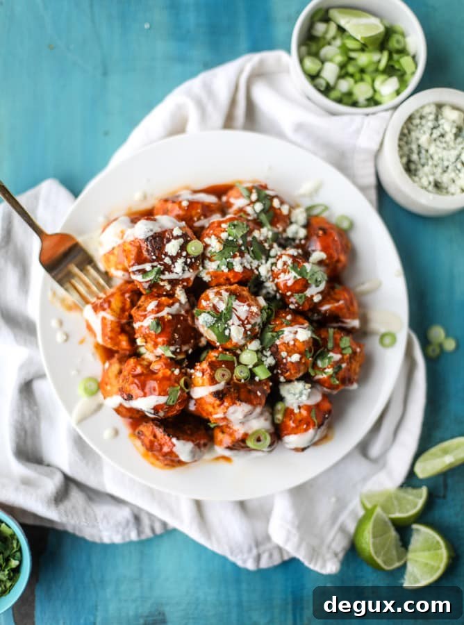 slow cooker buffalo chicken meatballs I howsweeteats.com 