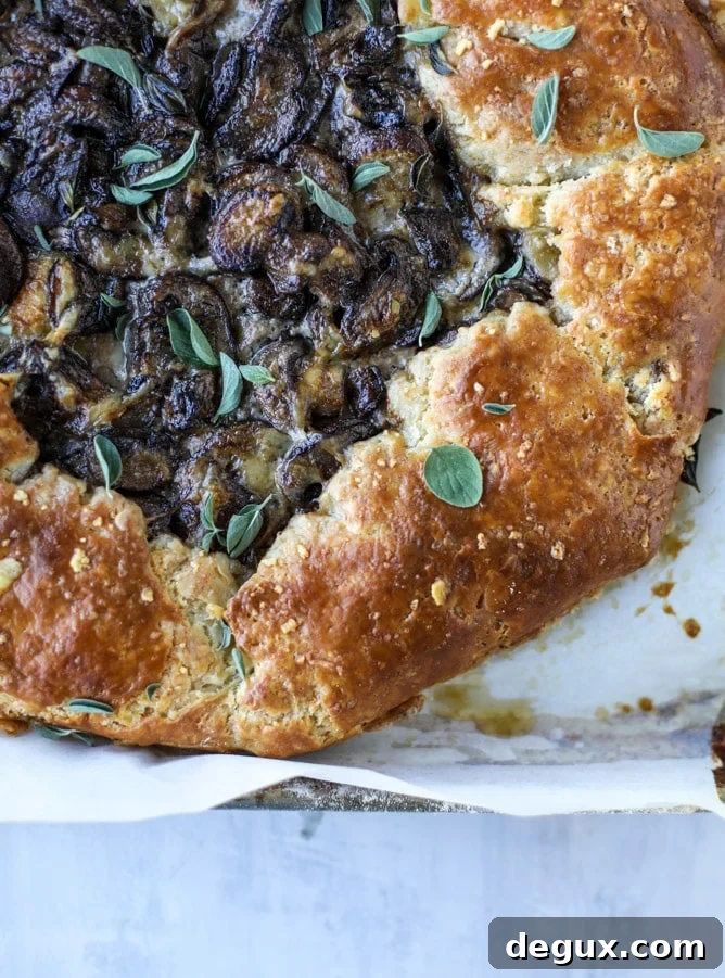 Buttery Gruyère Crust Portobello Mushroom Galette Recipe 5 portobello mushroom galette with gruyere thyme crust I howsweeteats.com